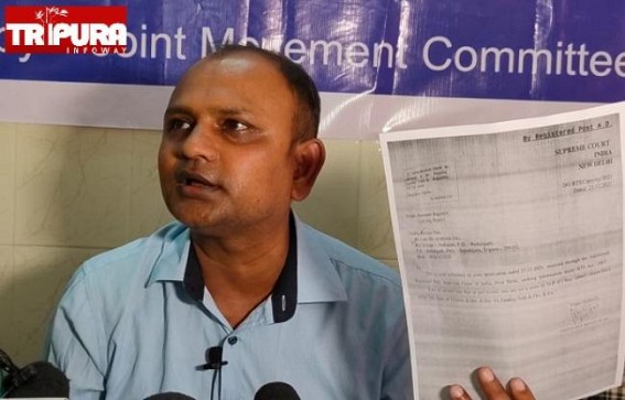 10323 Issue: Supreme Court released RTI saying, ‘Terminated Teachers were never made a Party in SLP’: JMC to lodge FIR against Education Depts throughout Tripura Police Stations 10323 Issue: Supreme Court released RTI saying, ‘Terminated Teachers were never made a Party in SLP’: JMC to lodge FIR against Education Depts throughout Tripura Police Stations